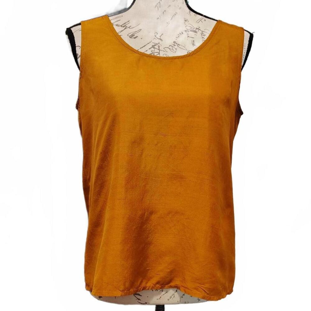 Womans Vintage 90's Gantos 100% Silk Gold Cami Top‎ Size 8 Timeless Fall Capsule